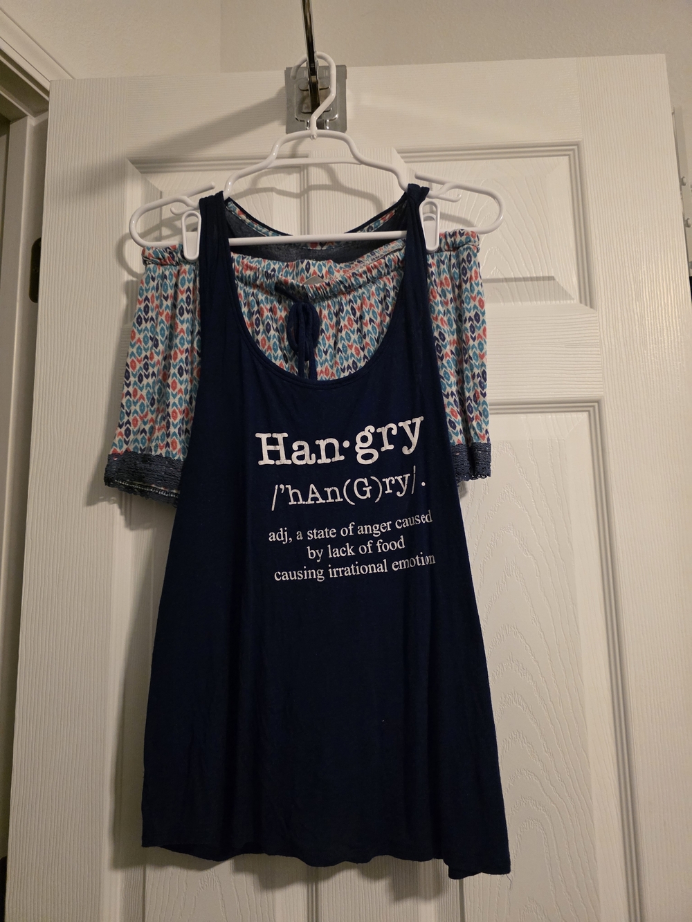 Women's Navy 'Hangry' Sleep Tank with Printed Shorts